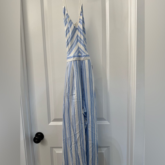 Striped Maxi Dress Romper - Open front with Shorts - Picture 3 of 5